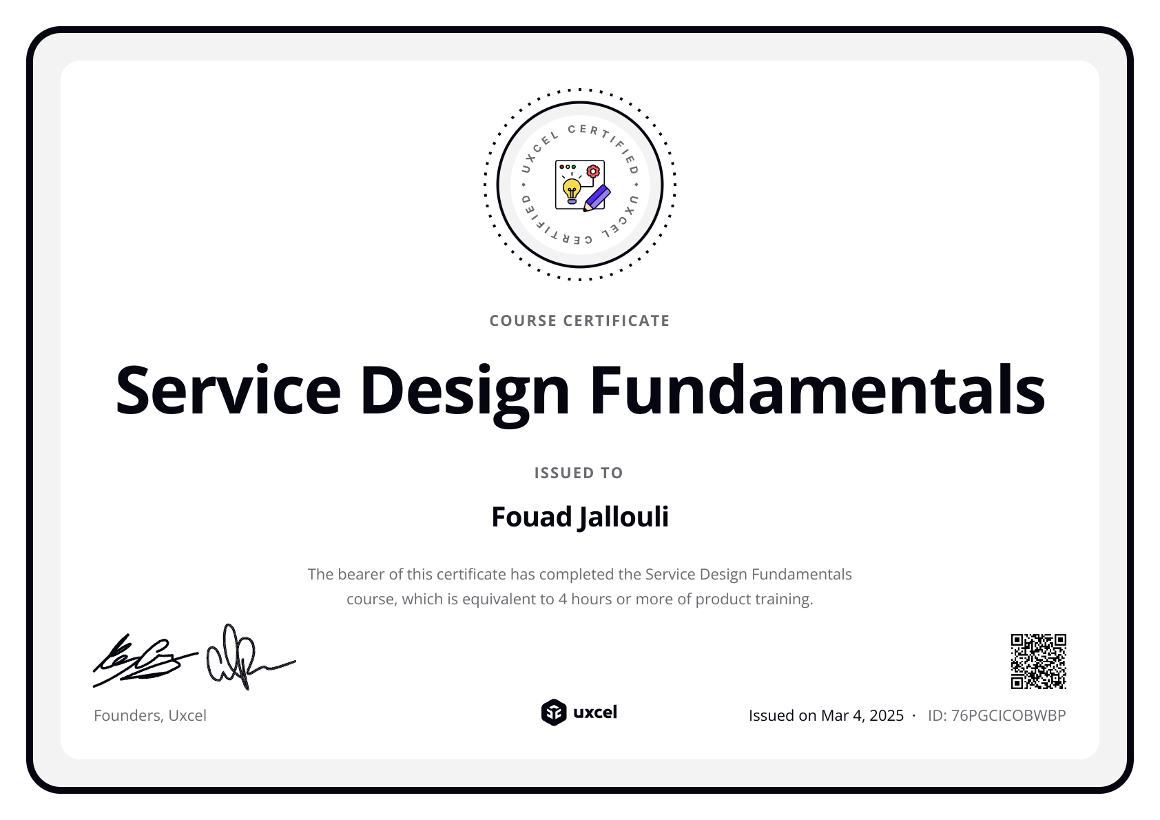 Fouad Jallouli's certificate